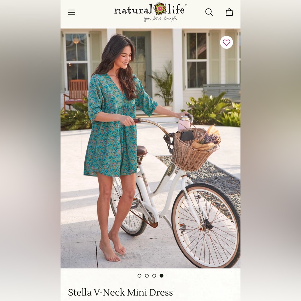 NATURAL LIFE Teal Floral Mini Dress - Picture 3 of 6